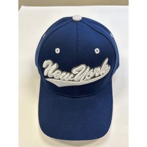 New York Embroidered Logo Hat Strap Back Baseball Adjustable Cap Dark Blue New